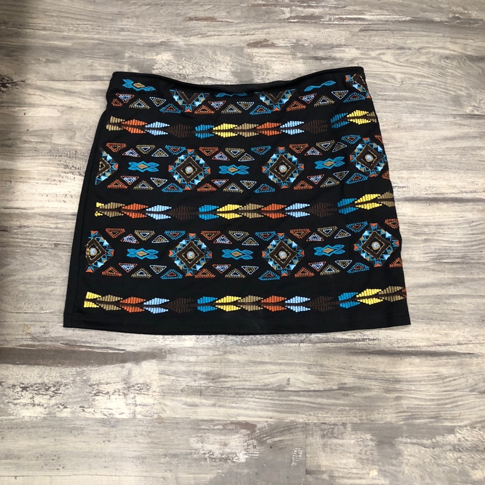 Black Embroidered Skirt